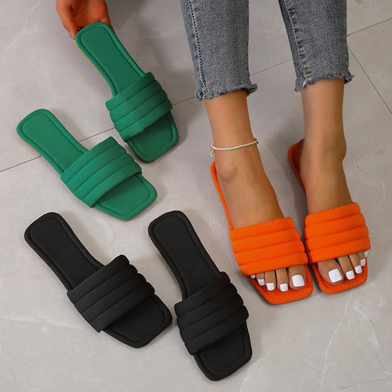 Women open Toe Flats Casual slides.